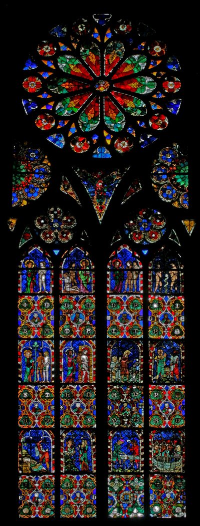Window w17 depicting the Creation and Genesis by French School
