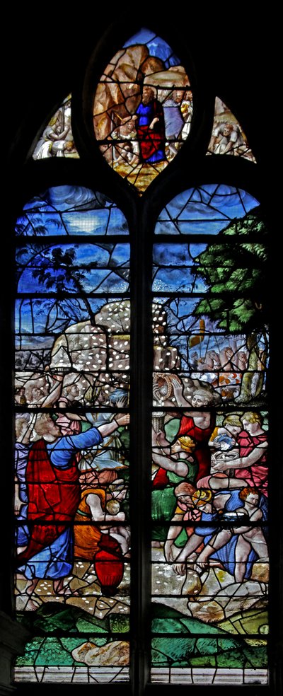 Window depicting Manna from Heaven by French School