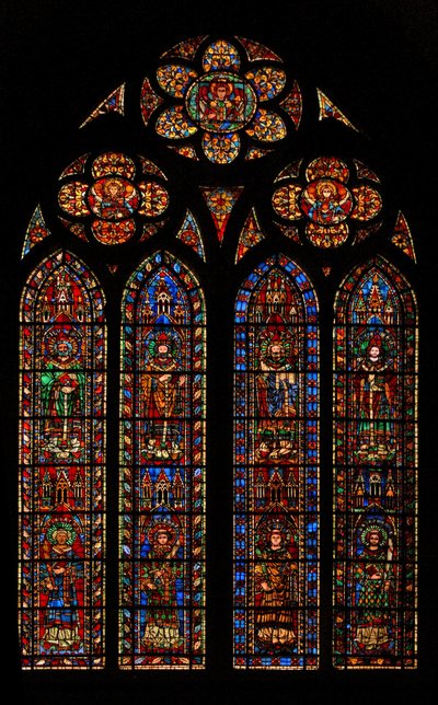 Window w201 depicting SaintPopes and Deacons by French School