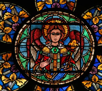 Window w201 depicting an angel by French School
