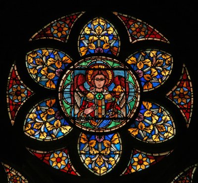 Window w201 depicting an angel by French School