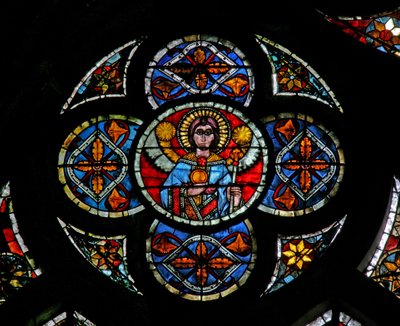 Window w202 depicting an angel by French School