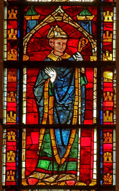 Window depicting a bishop by French School