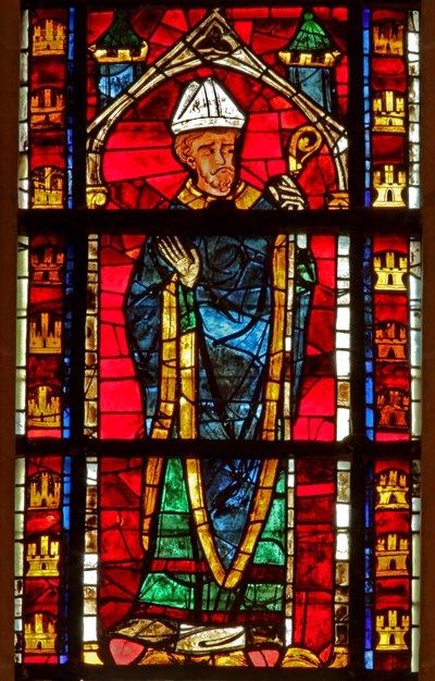 Window depicting a bishop by French School