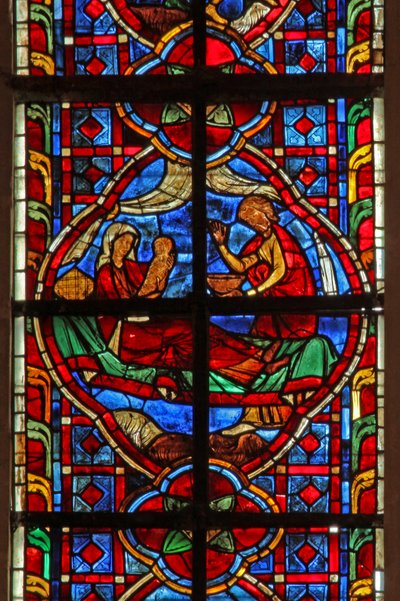Window depicting the Birth of Cain by French School