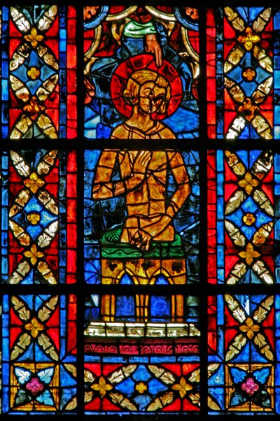 Window depicting St Savinien is Baptised by French School