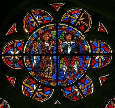 Window depicting Two Angels by French School