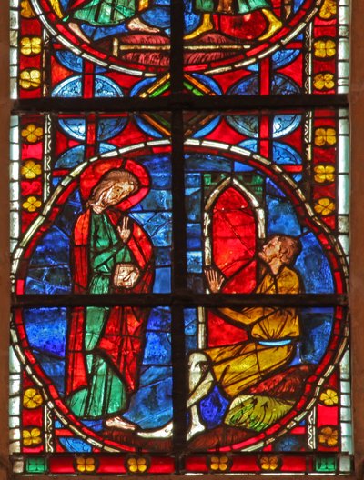Window depicting St James converts Philetus by French School