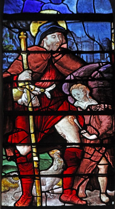 Window depicting St Roche by French School