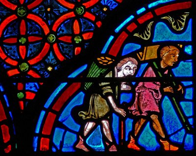 Window w23 depicting donors - masons by French School
