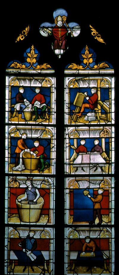 Window w25 depicting the Drapers window by French School