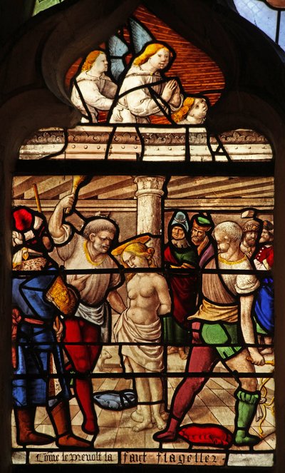 Window w29 depicting St Barbara is beaten by French School