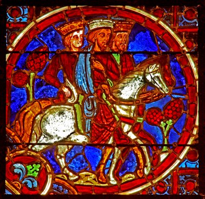 Window depicting the Magi travelling by French School