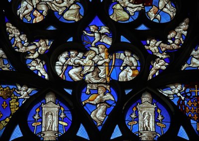 Window depicting a host of angels by French School