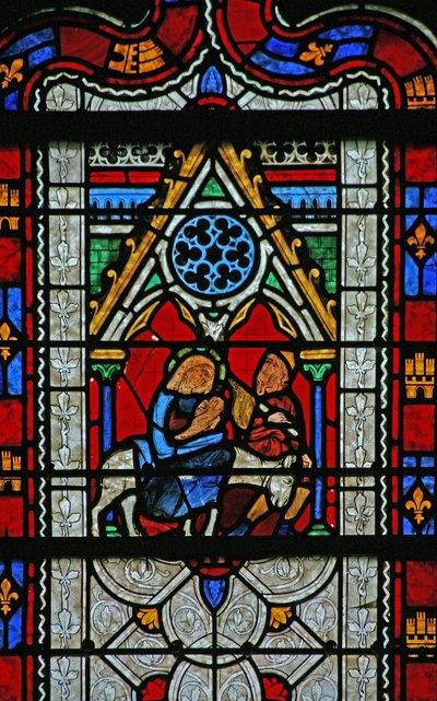 Window depicting the Flight into Egypt by French School