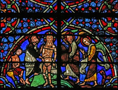 Window depicting the Baptism in the Jordan by French School
