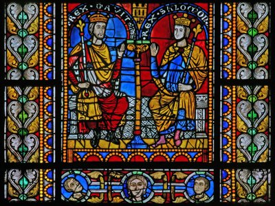 Window depicting David and Solomon by French School