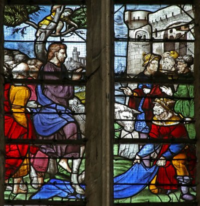 Window depicting the Entry to Jerusalem by French School