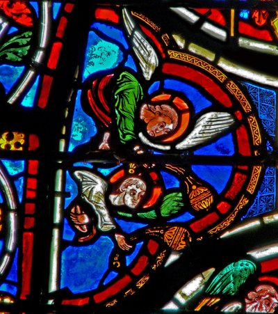 Window depicting angels with censers by French School