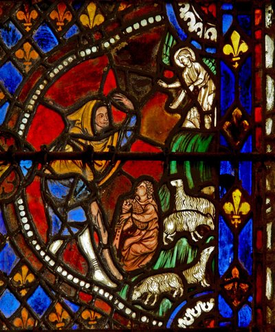 Window depicting the Annunciation to Shepherds by French School