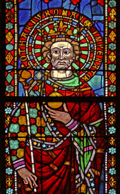 Window depicting Emperor Lotharius by French School