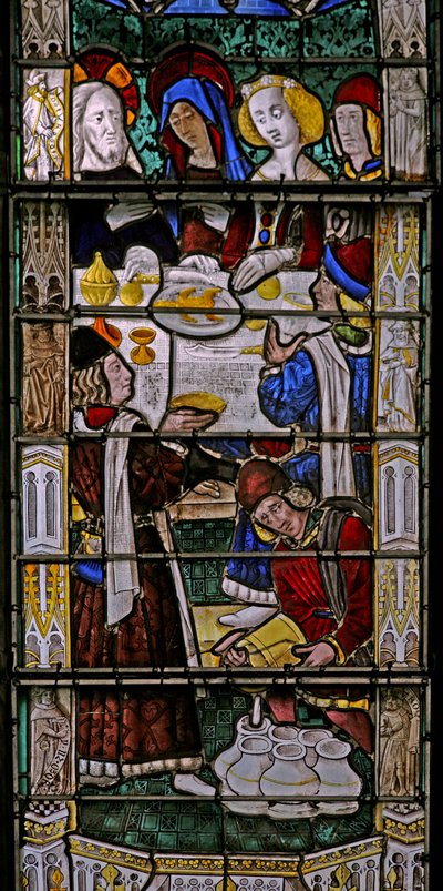 Window w7 depicting the Marriage at Cana by French School