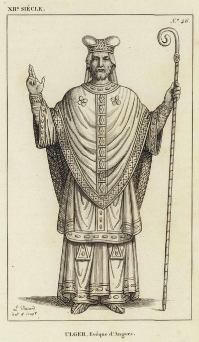 12th Century, Ulger, Bishop of Angers (engraving) by French School