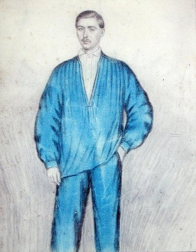 Young workman in overalls by French School