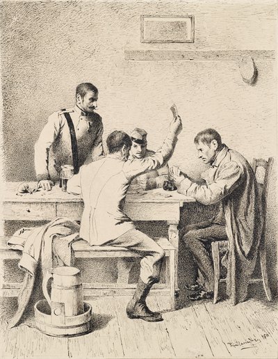 Soldiers Playing Cards by Friedrich Friedländer Ritter von Malheim