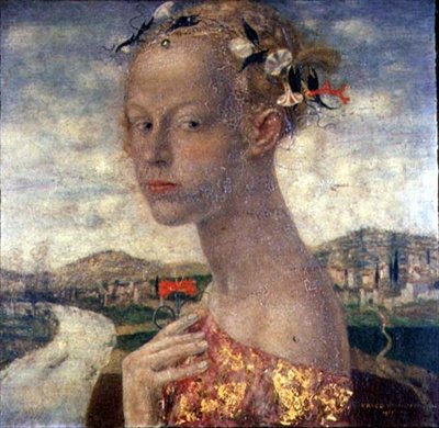 A Maiden with a Red Carnation by Friedrich Stahl