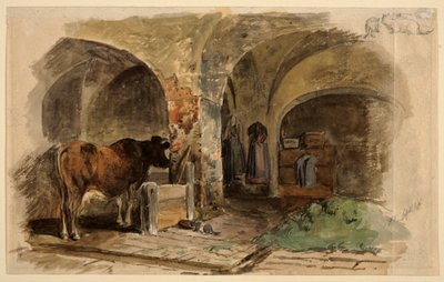 Stable with Cow by Friedrich Voltz