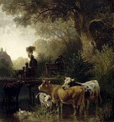 Washerwoman at the Brook by Friedrich Voltz