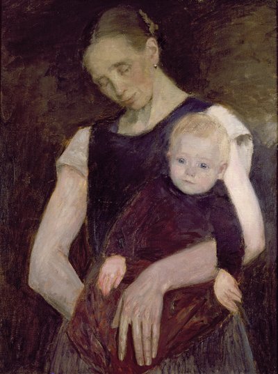 Peasant Woman and Child from Moor by Fritz Mackensen