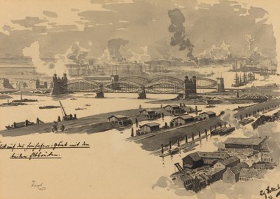 Free Port with the Elbe Bridges by Fritz Stoltenberg