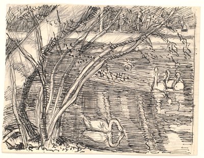 A Lake with Four Swans by Fritz Syberg