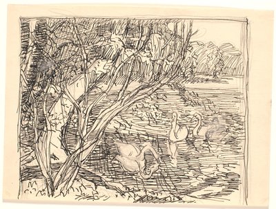 A Lake with Four Swans by Fritz Syberg