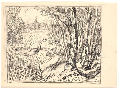 Landscape with a Swan Taking Off by Fritz Syberg