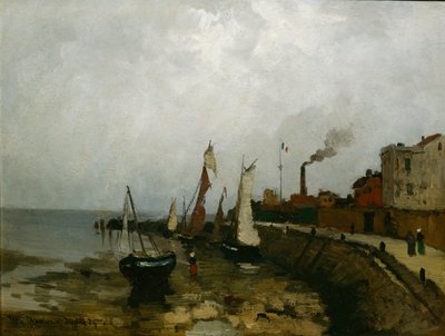 Harbour in France by Fritz Thaulow