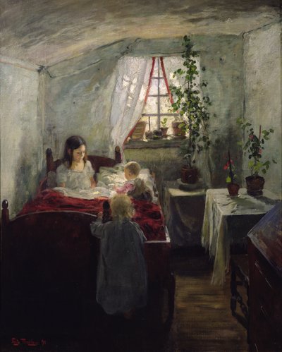 Interior with Children by Fritz Thaulow
