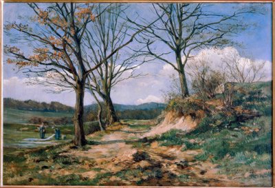 Taunus Landscape with Washerwomen by Fritz Wucherer