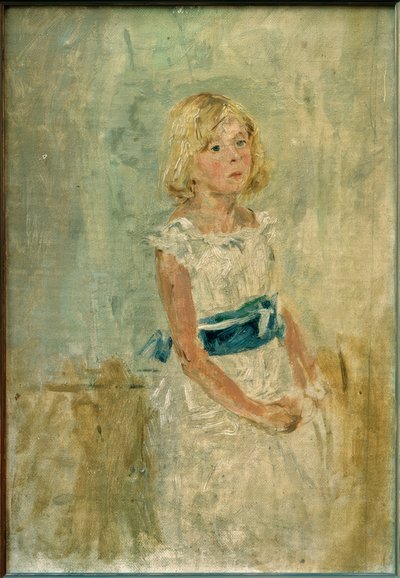 Blonde Girl with Blue Sash by Fritz von Uhde