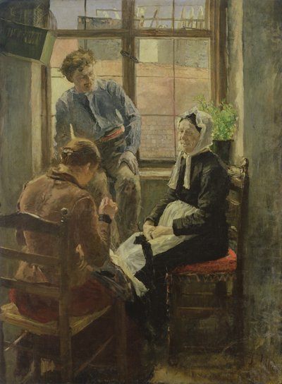 Darning by Fritz von Uhde