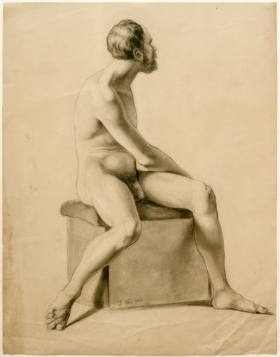 Seated Male Nude by Fritz von Uhde