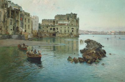 Marina near palazzo Donn Anna in Naples by Gaetano Esposito