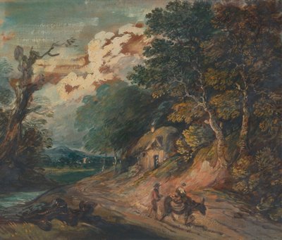 Landscape: Figure riding a donkey by Gainsborough Dupont