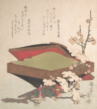 Plum Blossoms and Cake-Box by Gakutei