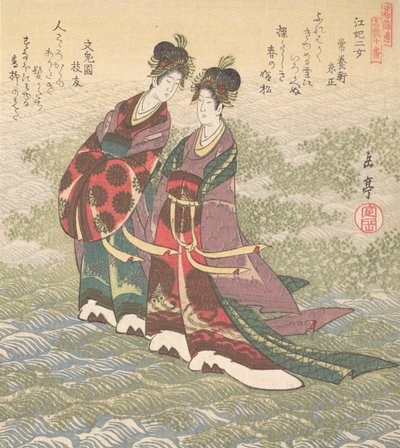 Two Ladies Walking on the Water by Gakutei