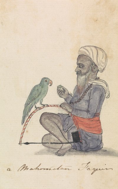 A Mohametan with his Parrot by Gangaram Chintaman Tambat