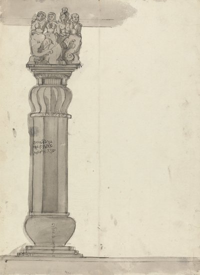 Drawing of a Column from Ekvera by Gangaram Chintaman Tambat