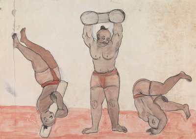 Three Jeyties Exercising by Gangaram Chintaman Tambat